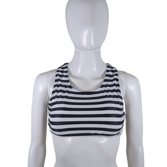 Black & White Striped Bikini Swimming Suit Top Size S - Picture 1 of 3